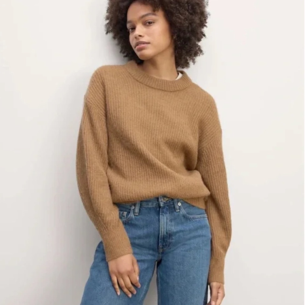 Everlane Alpaca Cocoon Crew Sweater Camel Tan XXS